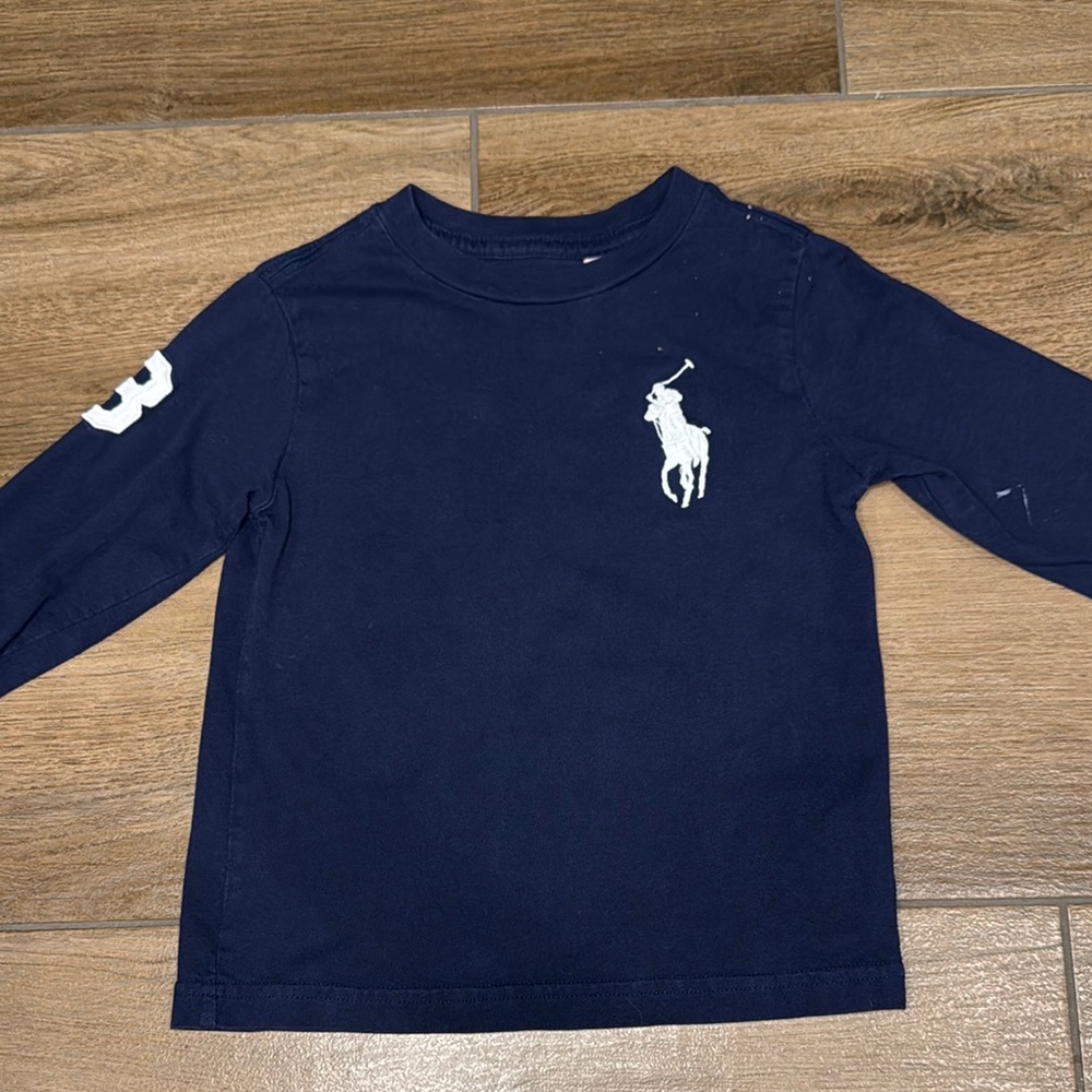 Polo by Ralph Lauren Blue Long Sleeve Tee with Iconic Logo